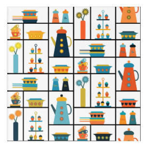 Mid Century Modern Retro Stylish Kitchen Shelves Acrylic Print