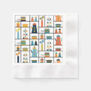 Mid Century Modern Retro Stylish Kitchen Shelves Napkins