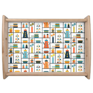 Mid Century Modern Retro Stylish Kitchen Shelves Serving Tray