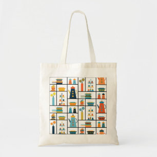 Mid Century Modern Retro Stylish Kitchen Shelves Tote Bag
