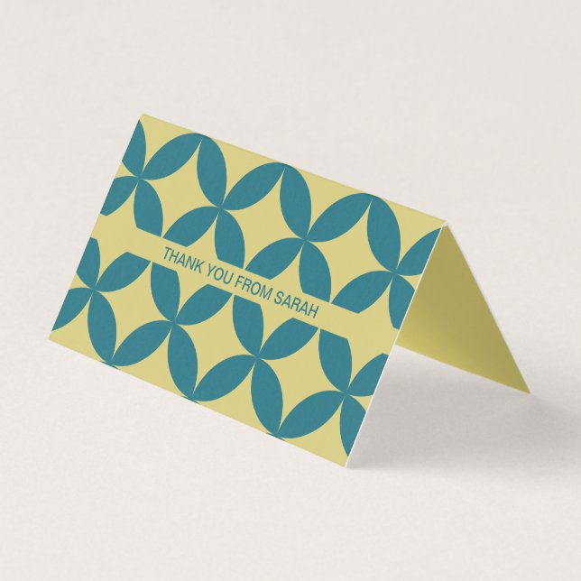 Mid-Century Modern Retro Tiny Thank You Note Cards (Front)