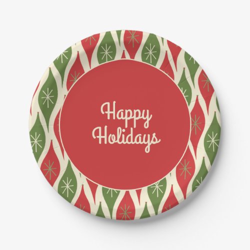 Mid Century Modern Retro Vintage Happy Holidays Paper Plates