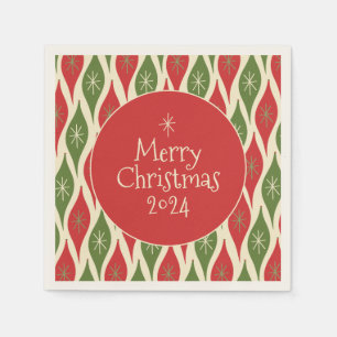 Mid Century Modern Retro Vintage Merry Christmas Napkins