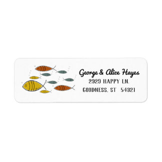Mid Century Modern Retro Vintage Swimming Fish Label