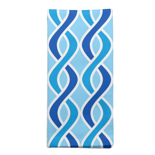 Mid-Century Modern Ribbons, cobalt & sky blue Cloth Napkin (Folded)