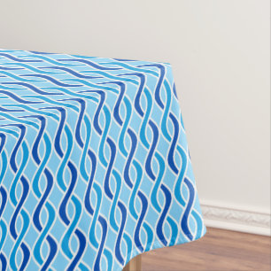 Mid-Century Modern Ribbons, cobalt & sky blue Tablecloth