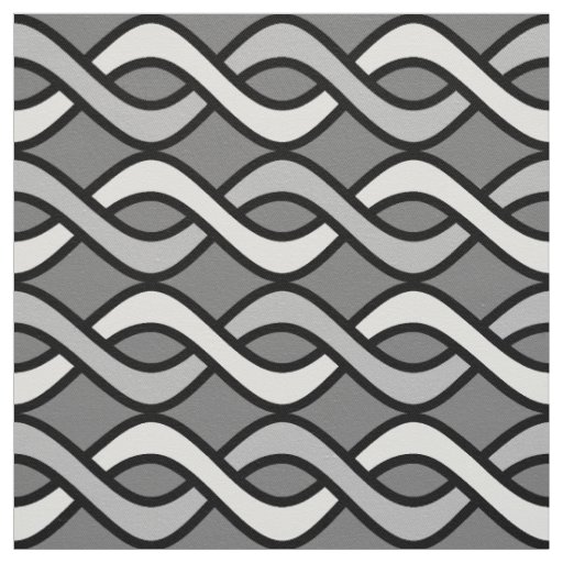 Mid-Century Modern Ribbons, grey, black and white Fabric
