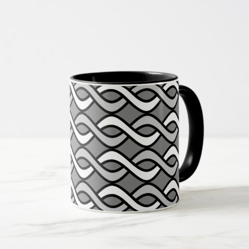 Mid_Century Modern Ribbons grey black and white Mug