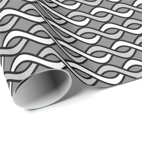 Mid_Century Modern Ribbons grey black and white Wrapping Paper