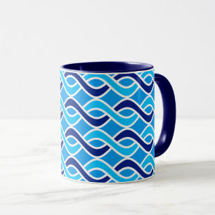 Mid-Century Modern Ribbons, Navy and Light Blue Mug