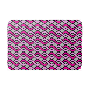 Mid-Century Modern Ribbons, pink and grey / gray Bathroom Mat