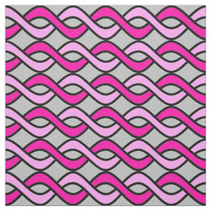 Mid-Century Modern Ribbons, pink and grey / gray Fabric