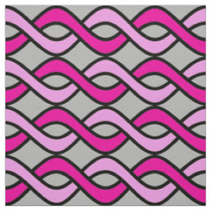 Mid-Century Modern Ribbons, pink and grey / gray Fabric