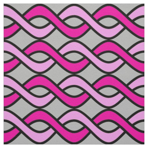 Mid-Century Modern Ribbons, pink and grey / gray Fabric