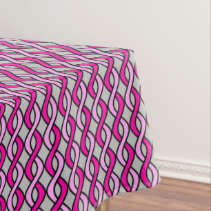 Mid-Century Modern Ribbons, pink and grey / gray Tablecloth