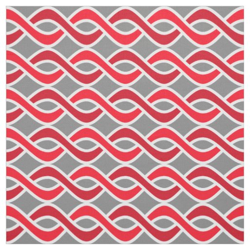 Mid-Century Modern Ribbons, red and grey / gray Fabric