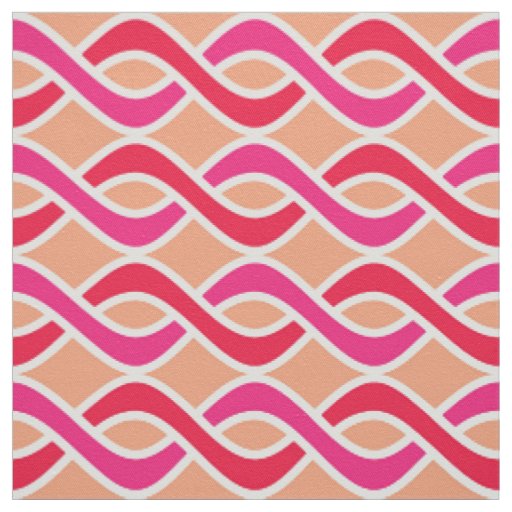 Mid-Century Modern Ribbons, shades of coral Fabric