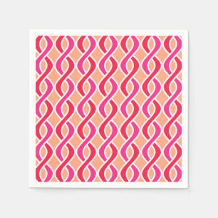 Mid-Century Modern Ribbons, shades of coral Napkins