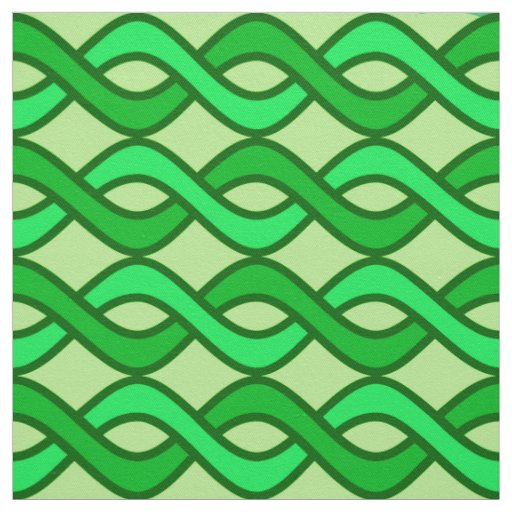 Mid-Century Modern Ribbons, shades of green Fabric
