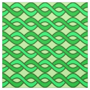 Mid-Century Modern Ribbons, shades of green Fabric