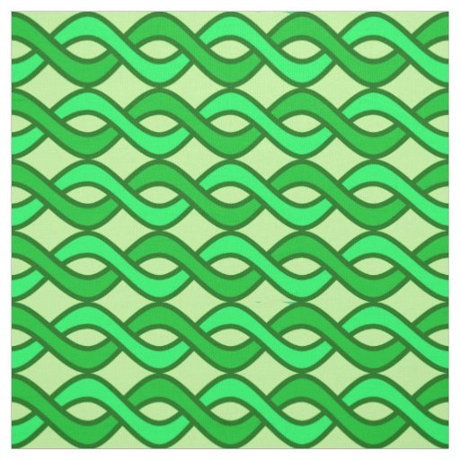 Mid-Century Modern Ribbons, shades of green Fabric