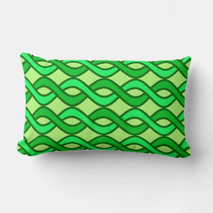 Mid-Century Modern Ribbons, shades of green Lumbar Pillow