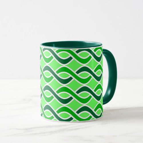 Mid_Century Modern Ribbons shades of green Mug