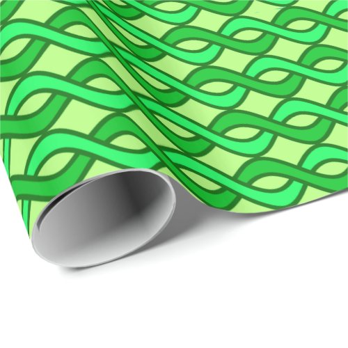 Mid_Century Modern Ribbons shades of green Wrapping Paper