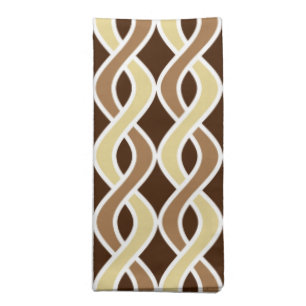 Mid-Century Modern Ribbons, taupe and brown Cloth Napkin