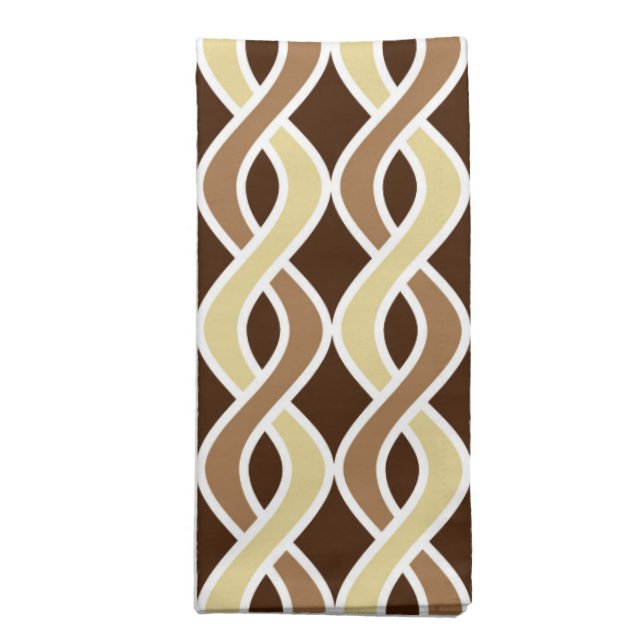 Mid-Century Modern Ribbons, taupe and brown Cloth Napkin (Folded)