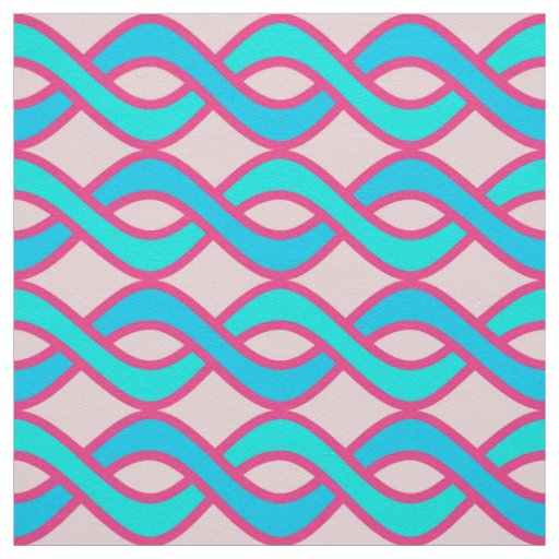 Mid-Century Modern Ribbons, turquoise and pink Fabric