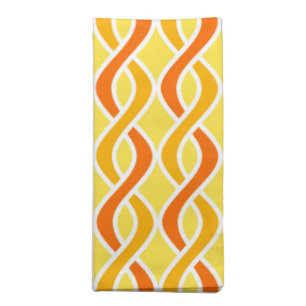 Mid-Century Modern Ribbons, yellow and orange Cloth Napkin
