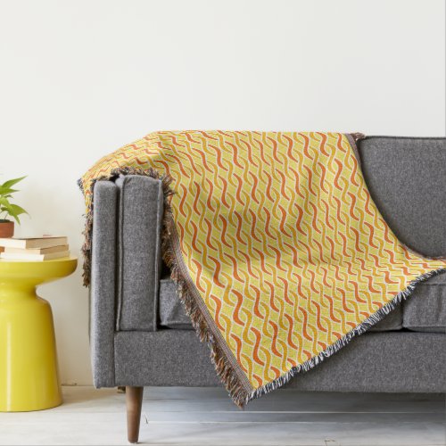 Mid_Century Modern Ribbons yellow and orange Throw Blanket