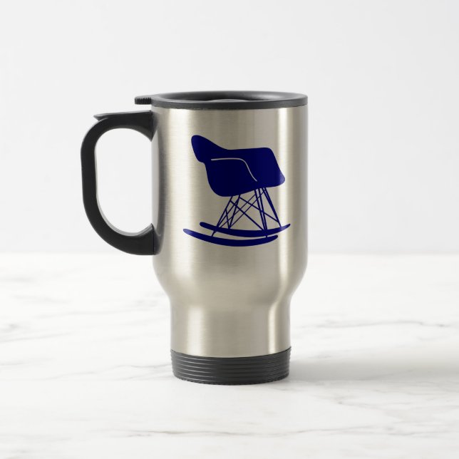 Mid Century Modern Rocker Chair Travel Mug, Navy Travel Mug (Left)