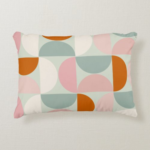 Mid Century Modern Sage Green Blush Orange Pattern Accent Pillow