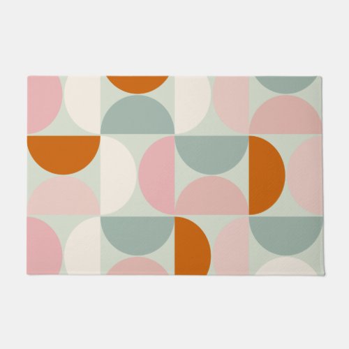 Mid Century Modern Sage Green Blush Orange Pattern Doormat