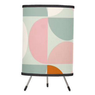 Mid Century Modern Sage Green Blush Orange Pattern Tripod Lamp