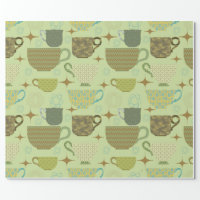 Mid Century Modern Abstract Pattern Sage Green Wrapping Paper