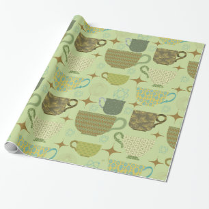 Mid Century Modern Sage Teacup Wrapping Paper