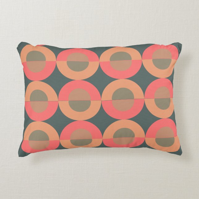 Mid-Century Modern Salmon and Olive       Accent Pillow (Front)