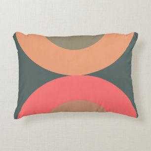 Mid-Century Modern Salmon and Olive Accent Pillow