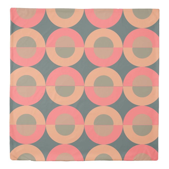 Mid-Century Modern Salmon and Olive       Duvet Cover (Front)