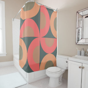 Mid-Century Modern Salmon and Olive    Shower Curtain