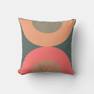 Mid-Century Modern Salmon and Olive Throw Pillow