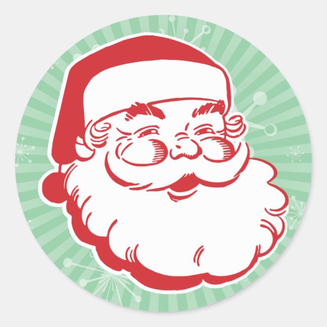 Mid-Century Modern Santa Claus Sticker (Front)