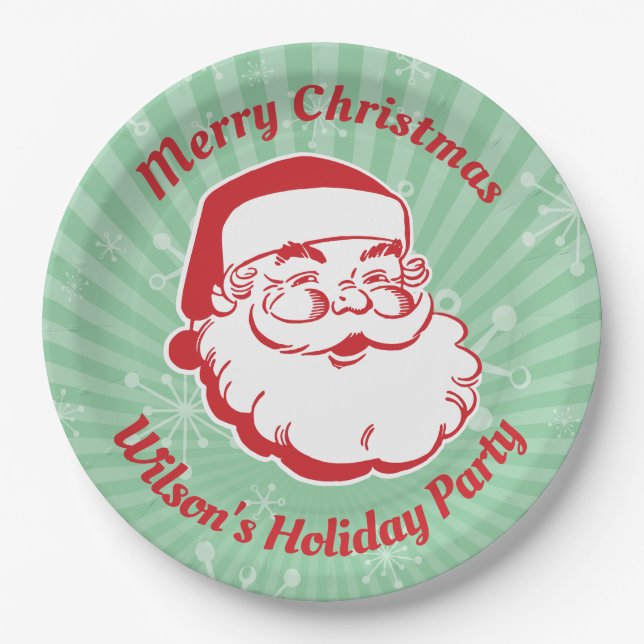 Mid-Century Modern Santa Paper Plates (Front)