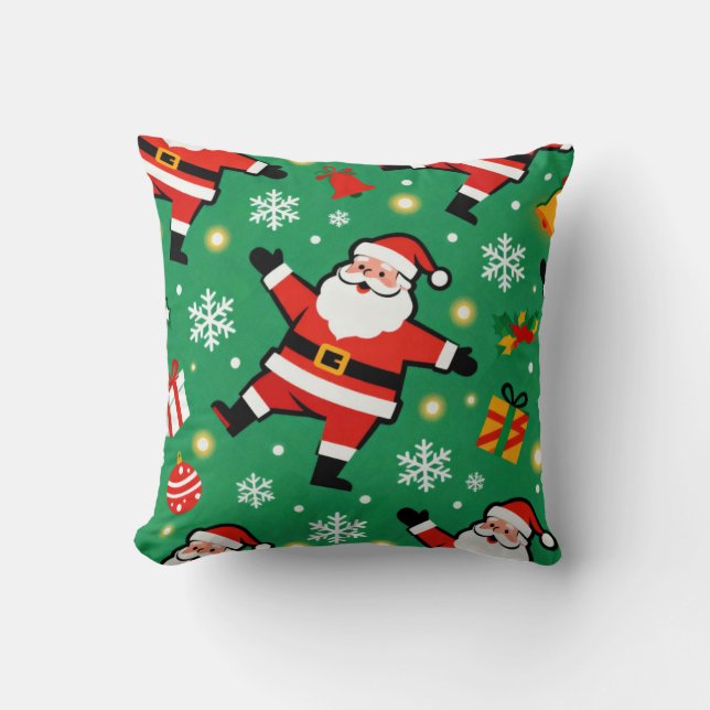 Mid Century Modern Santa Throw Pillow (Front)