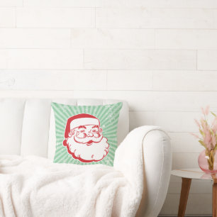 Mid-Century Modern Santa Throw Pillow