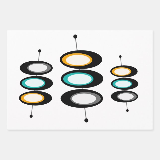 Mid-Century Modern Satellite  Wrapping Paper Sheets (Front)