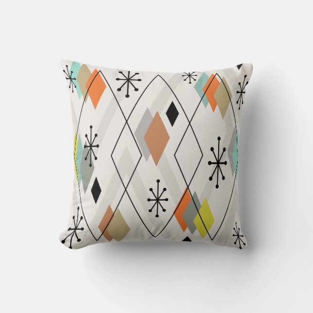 Mid Century Modern Scattered Diamonds Throw Pillow (Front)